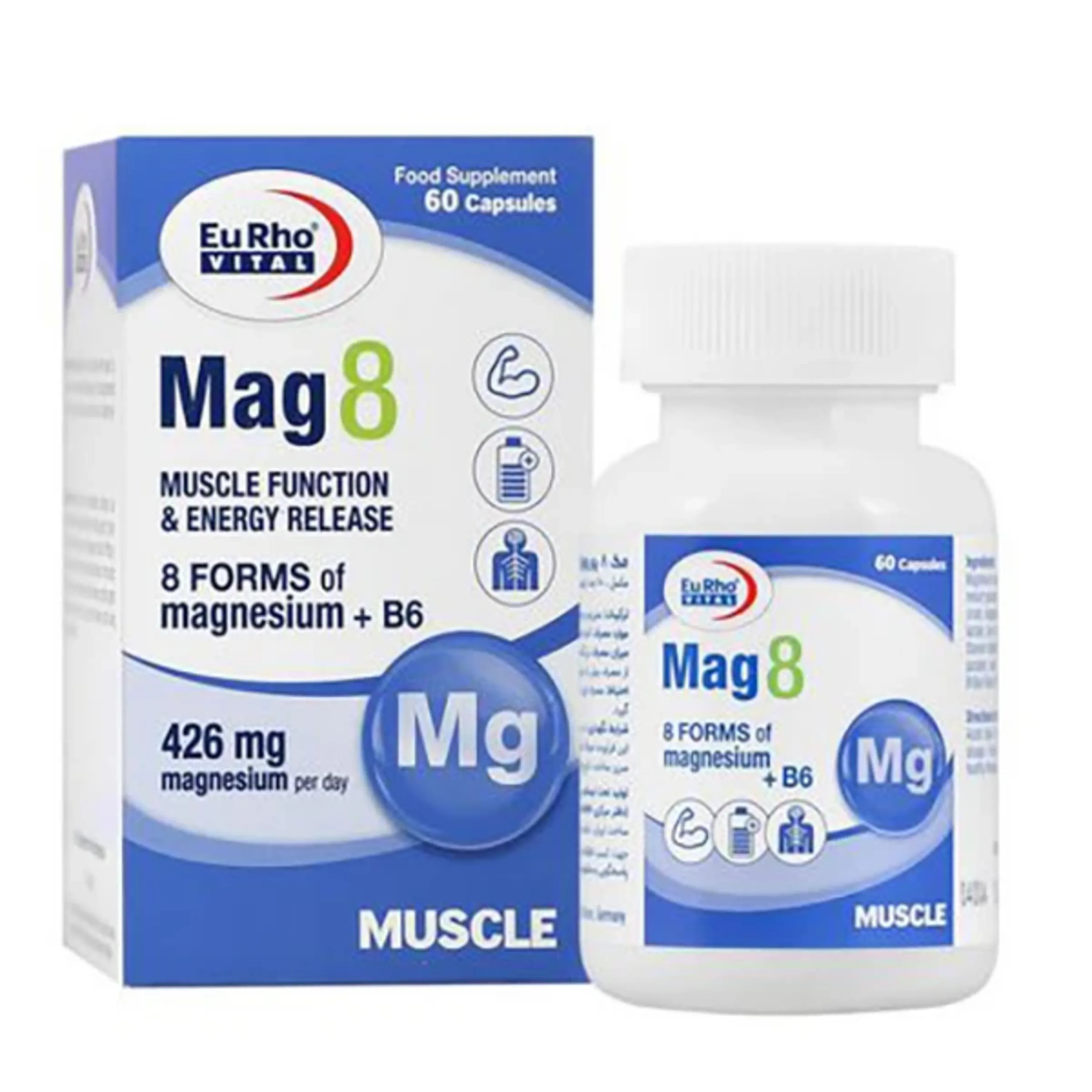 کپسول منیزیم و ویتامین ب6 مگ 8 یوروویتال 60 عددی