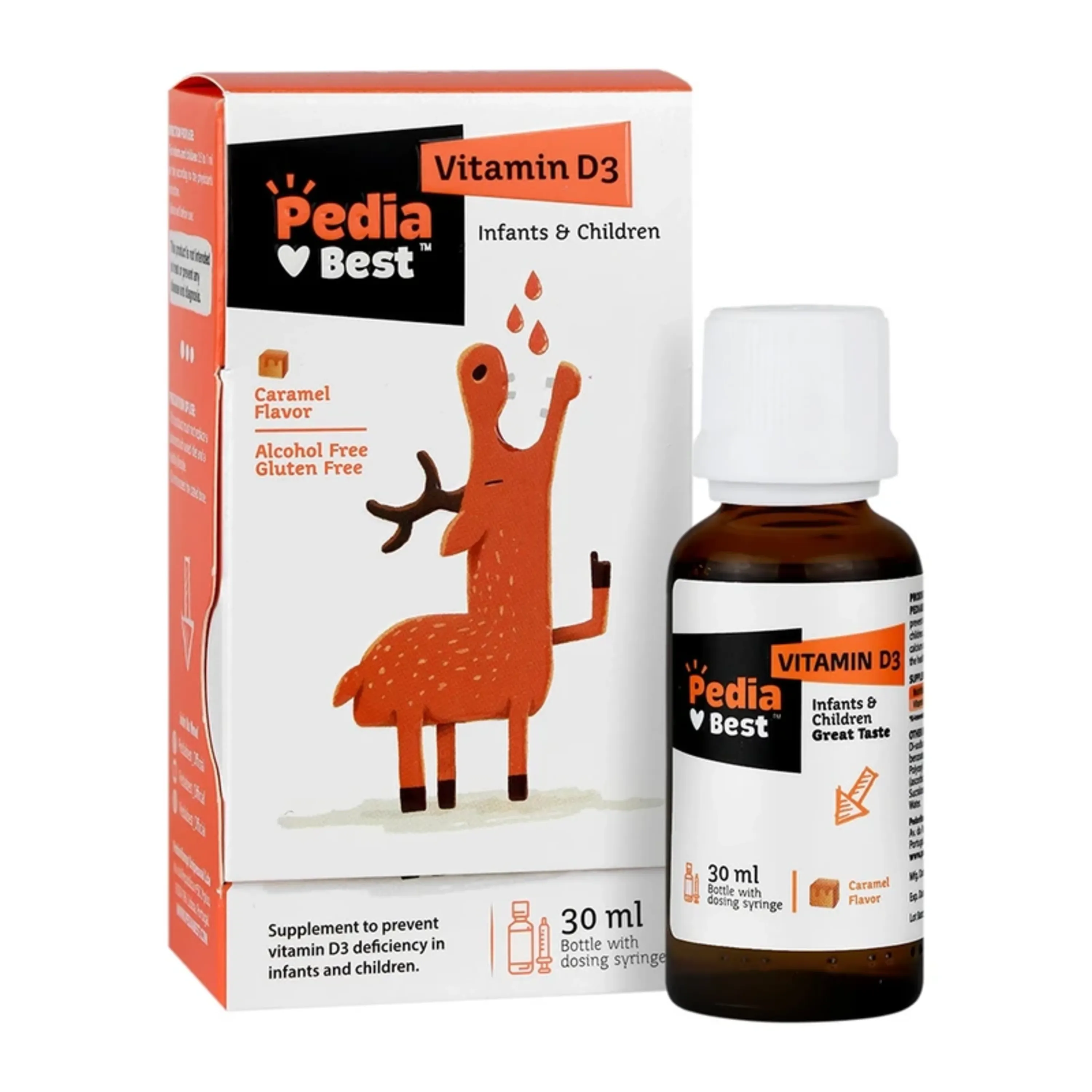 قطره ویتامین دی 3 با طعم کارامل پدیابست Pediabest حجم 30 میلی