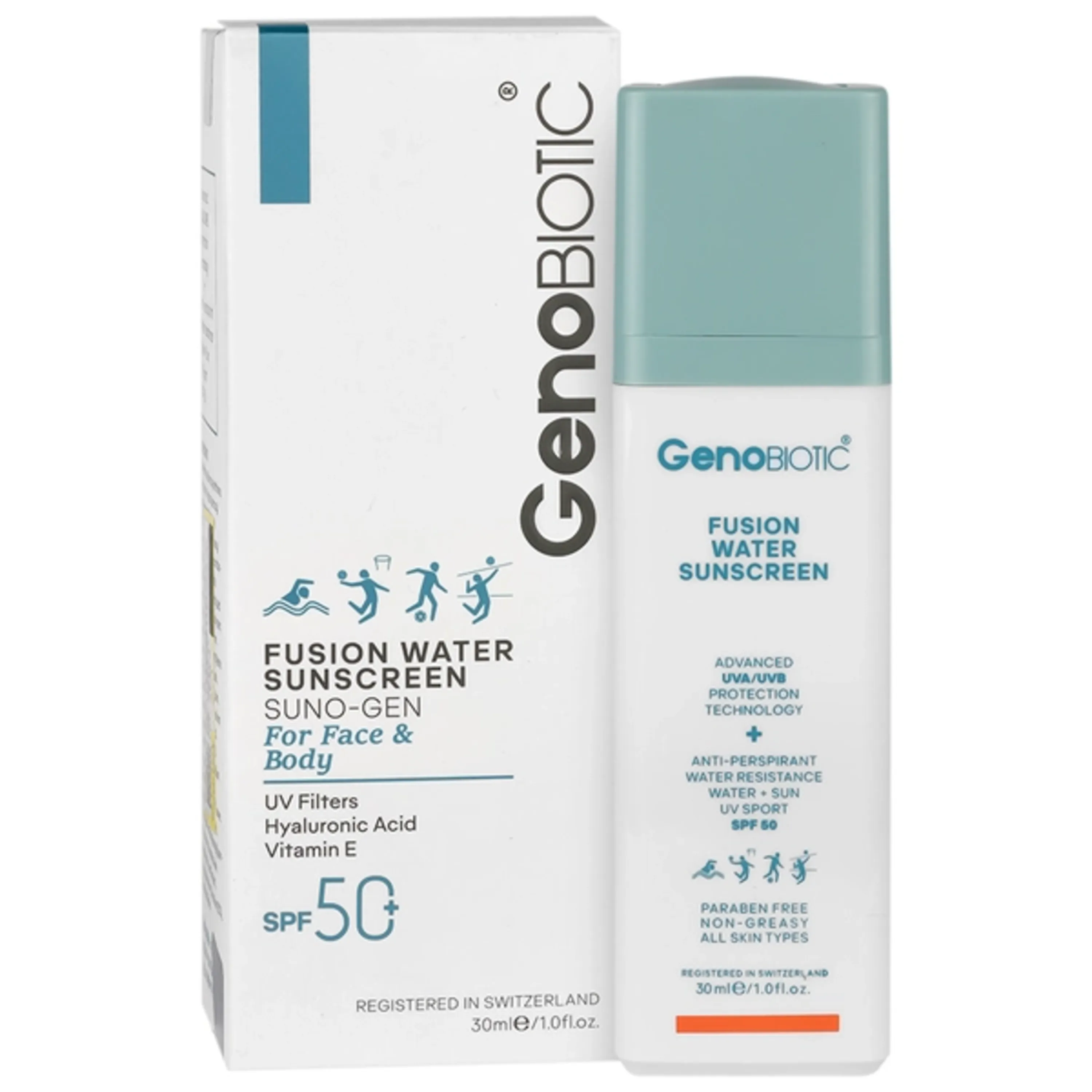 ضدآفتاب فیوژن واتر صورت و بدن ژنوبایوتیک Genobiotic حجم 30 میلی