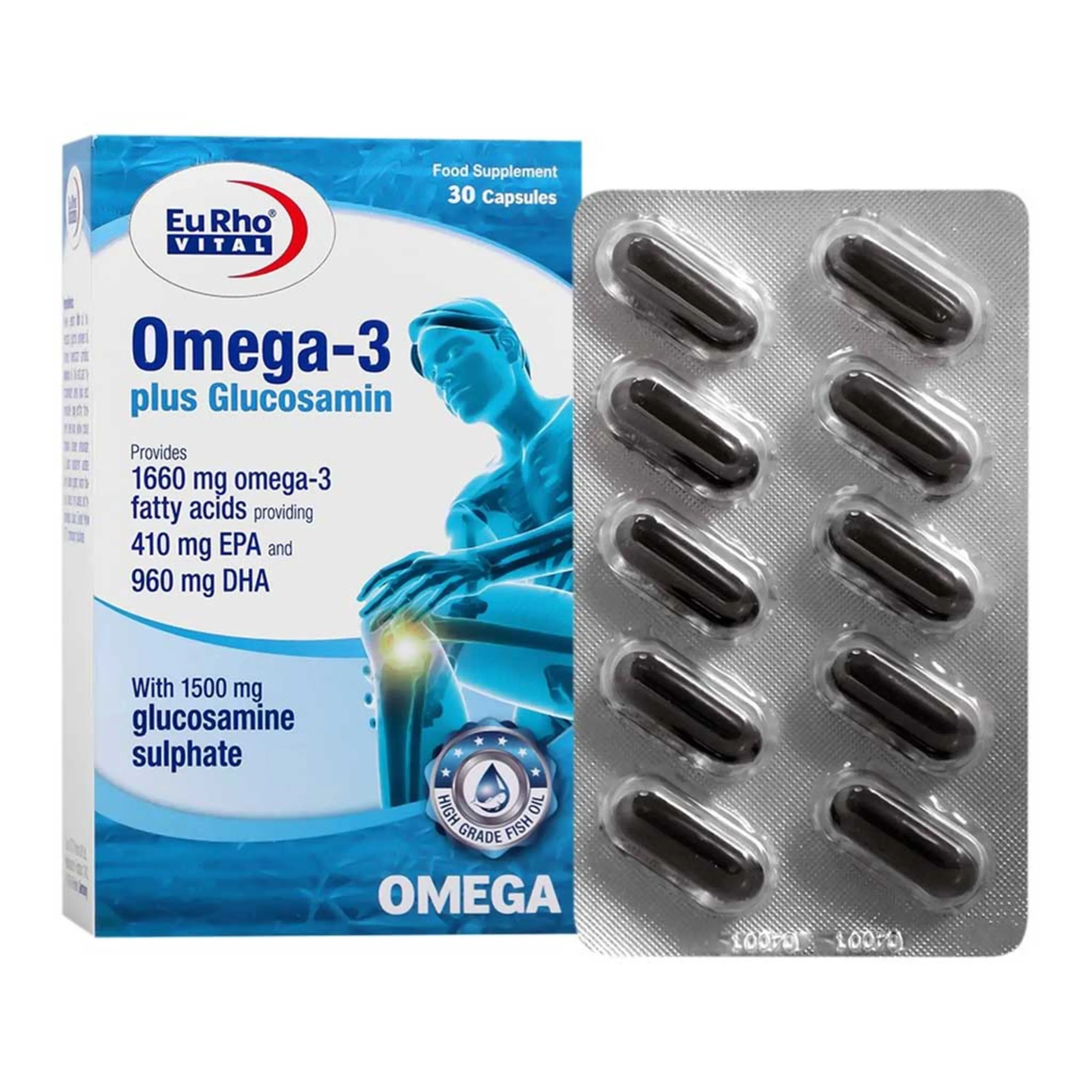 کپسول امگا 3 پلاس گلوکزآمین یوروویتال 30 عددی
