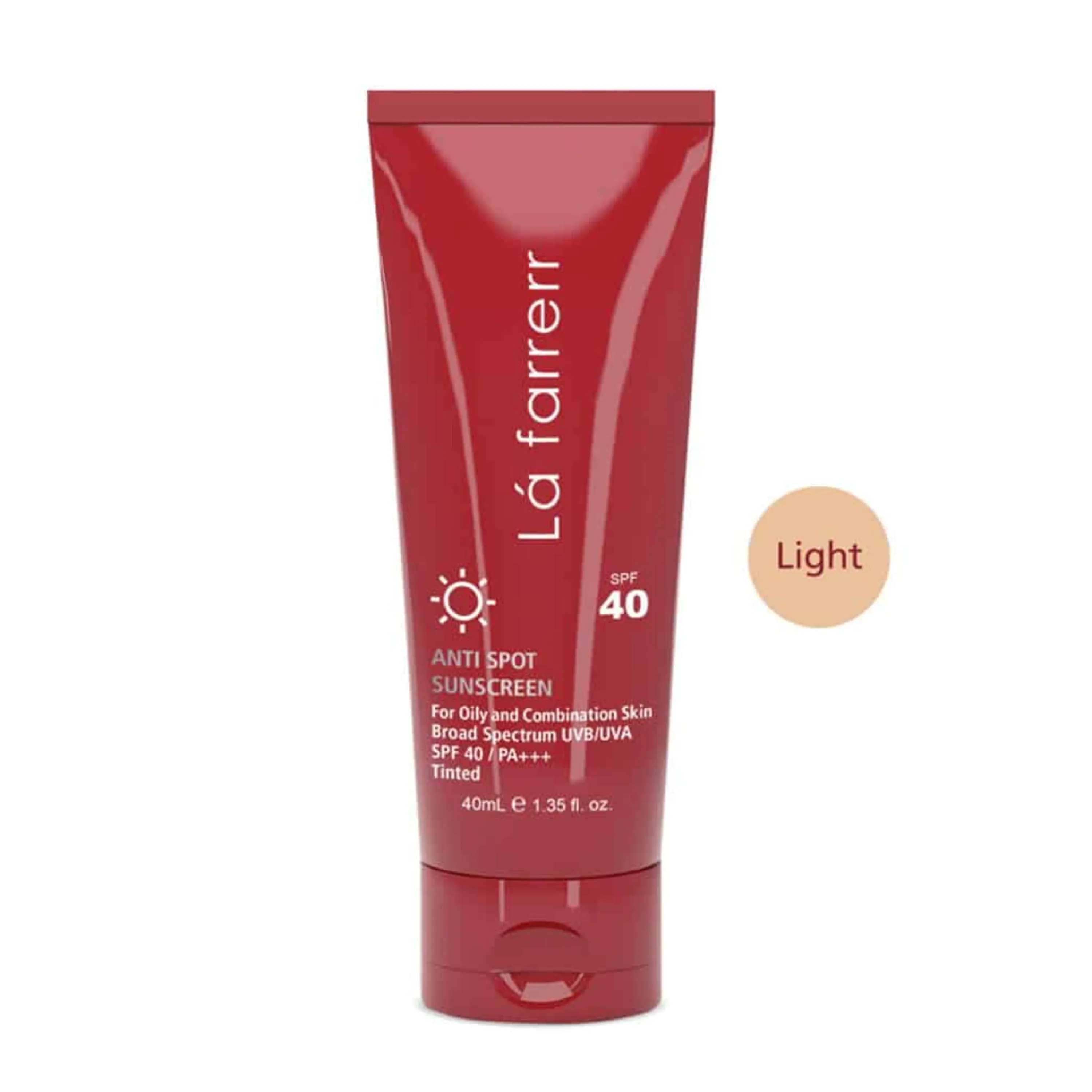 کرم ضد آفتاب و ضد لک رنگی لافارر رنگ روشن SPF 40 مخصوص پوست های چرب و مستعد آکنه 40 میلی