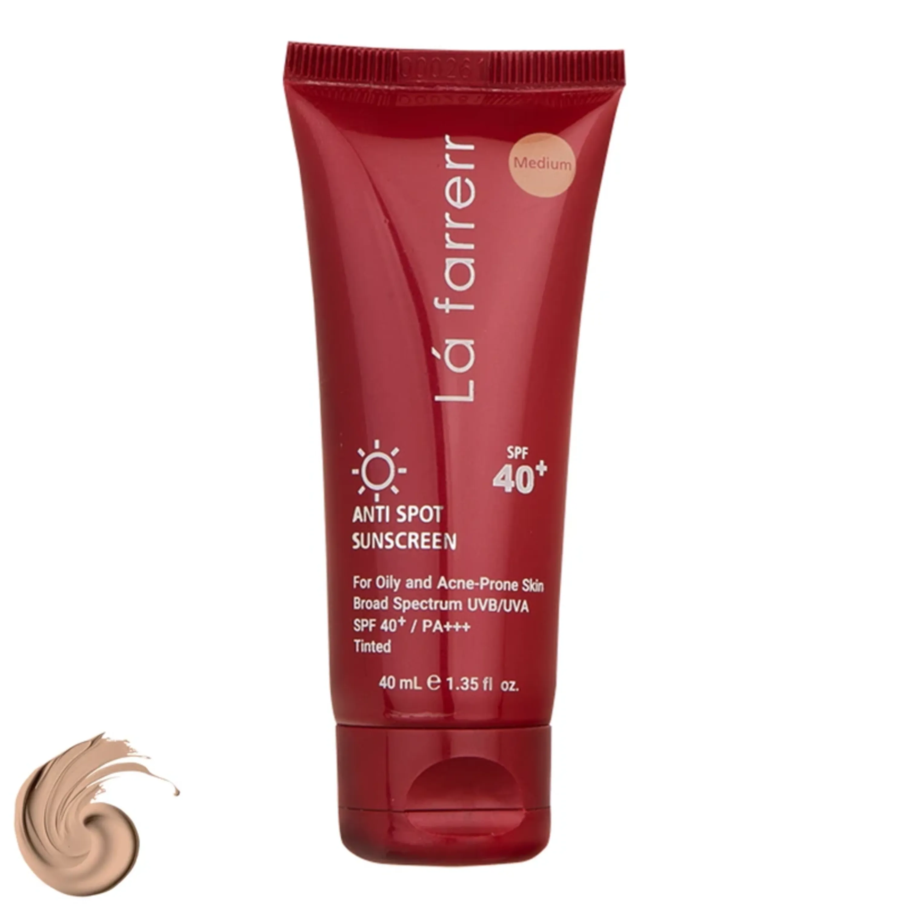 کرم ضد آفتاب و ضد لک رنگی لافارر رنگ متوسط SPF40 مخصوص پوست چرب و مستعد آکنه 40 میلی