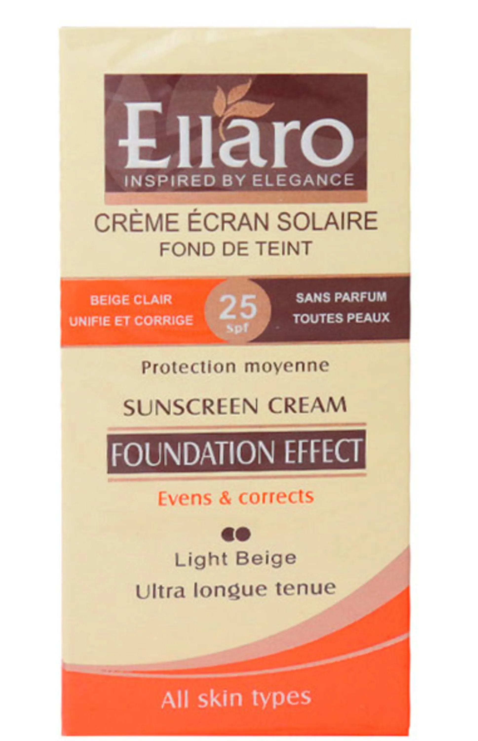 کرم ضد آفتاب SPF25 با پوشش کرم پودری انواع پوست بژ روشن الارو 40 میلی
