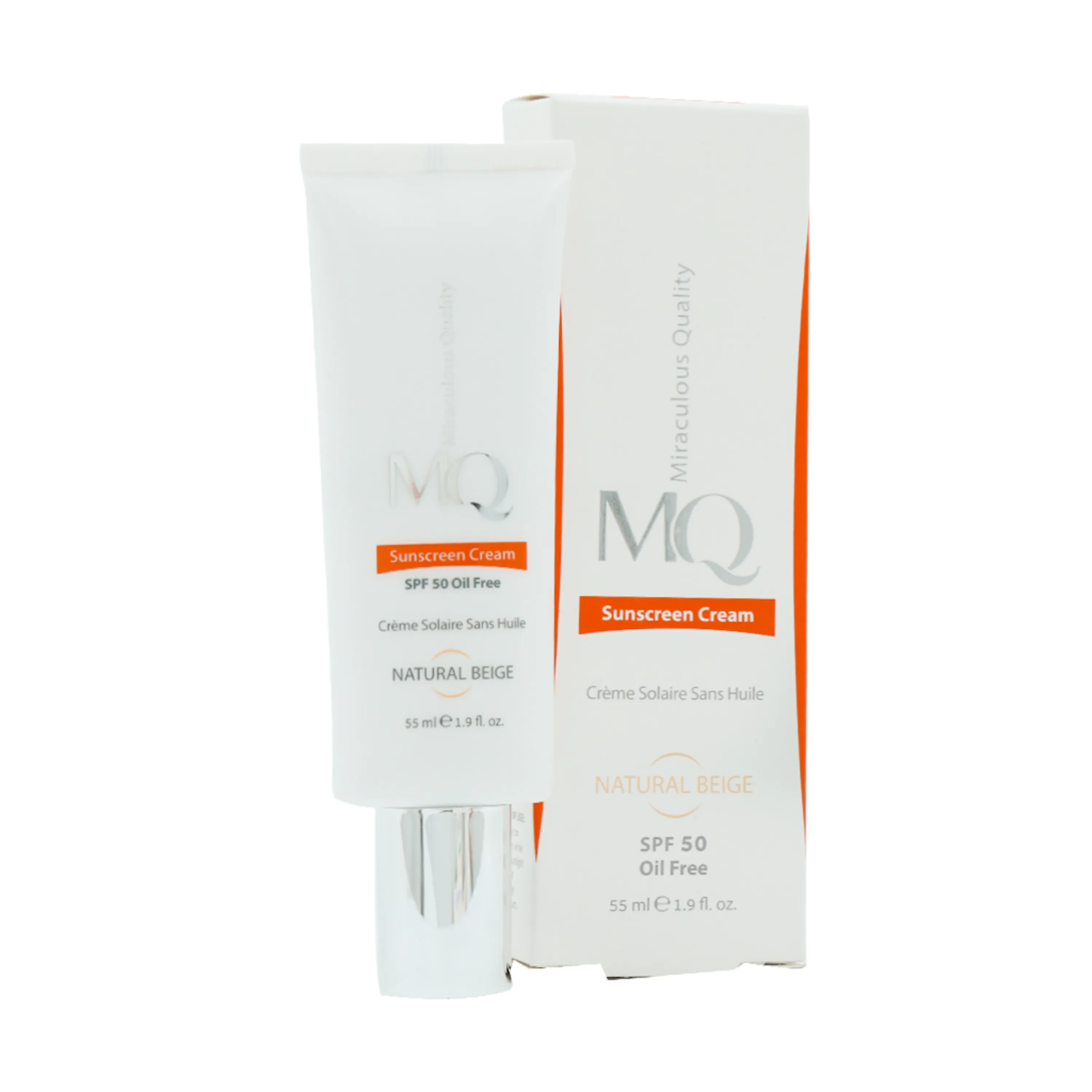 کرم ضد آفتاب فاقد چربی بژ طبیعی SPF50 ام کیو 55 میلی