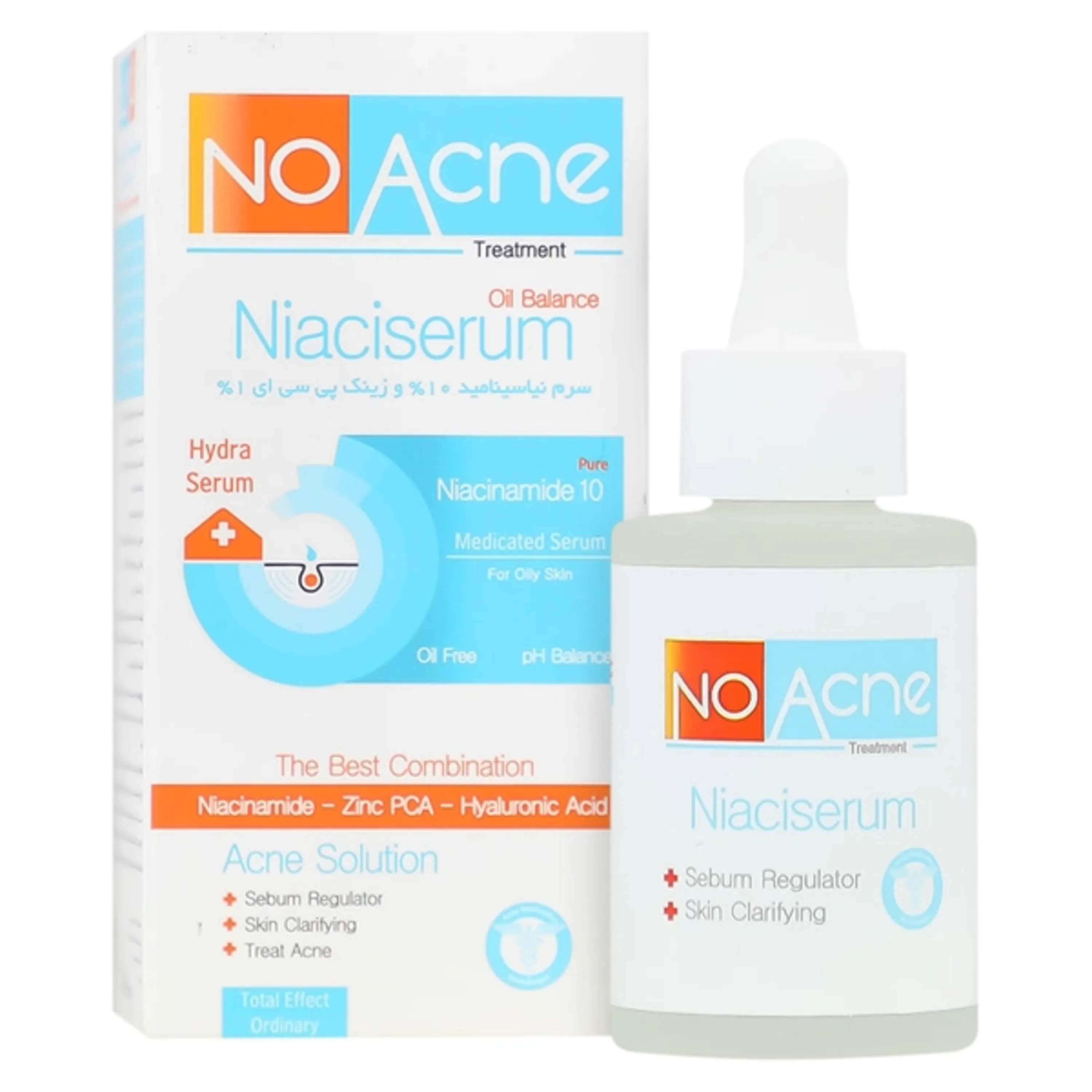 سرم Niaciserum نو آکنه حاوی نیاسینامید 10% و زینک پی سی ای 1% مناسب پوست چرب 30 میلی