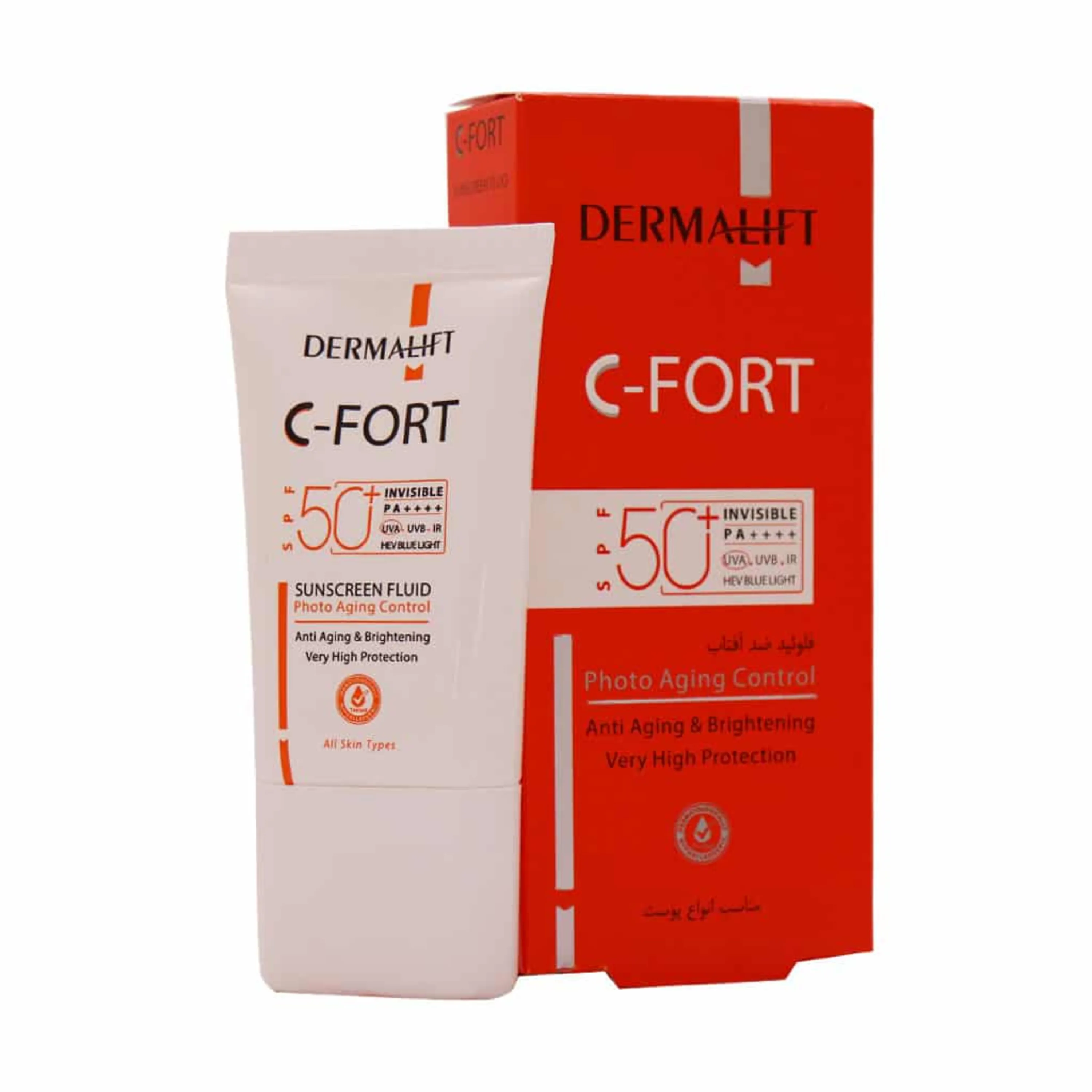 فلوئید ضد آفتاب بی رنگ SPF50 سی فورت درمالیفت حاوی ویتامین سی 40 میلی